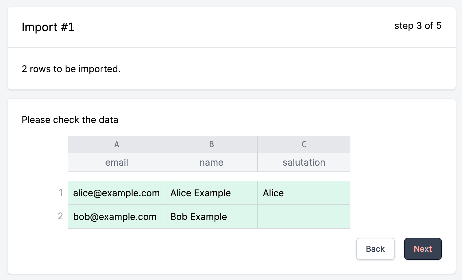 Screenshot of participant imports