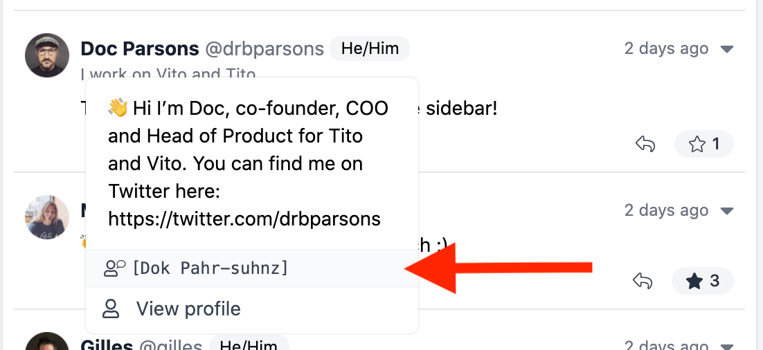 Screenshot of name pronunciation field
