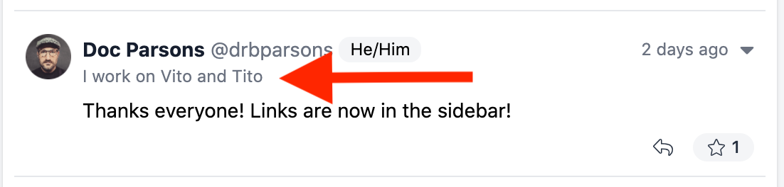 Screenshot of what you do field