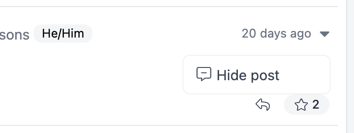 Screenshot of hide post button