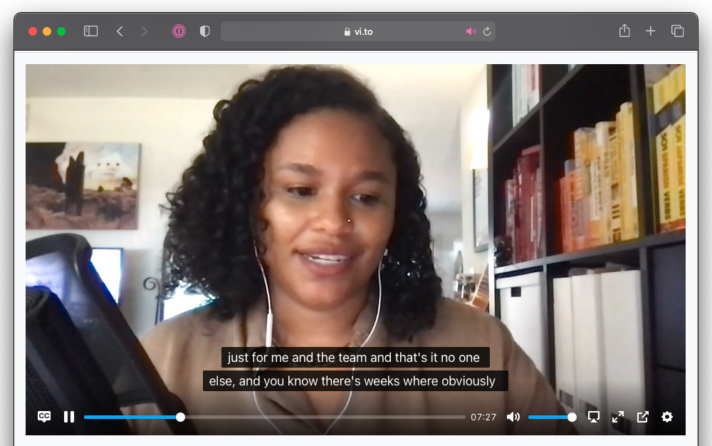 Screenshot of Plyr media player showing a video with captions