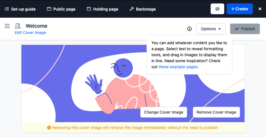 Screenshot of a page with the tooltip activated