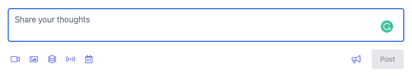 Screenshot of a text input where you can write a post