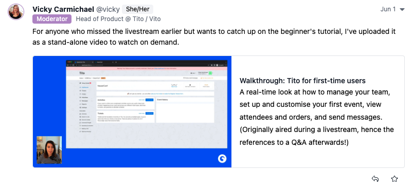 Screenshot of a post with a moderator badge displayed