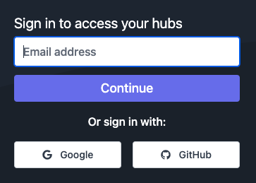 Screenshot of the sign-in form showing buttons to connect with GitHub or Google