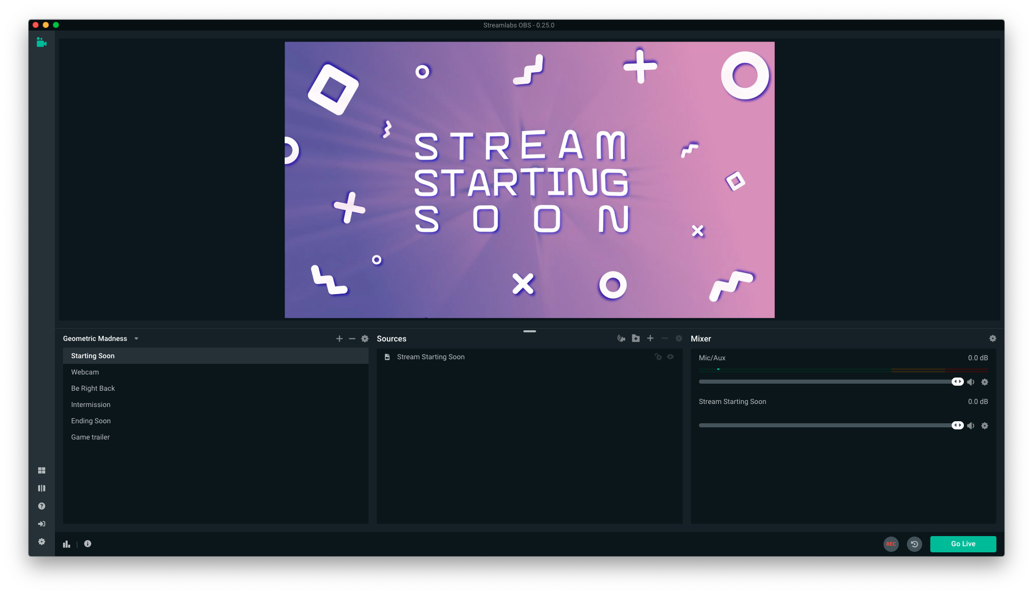 Screenshot of Streamlabs OBS interface